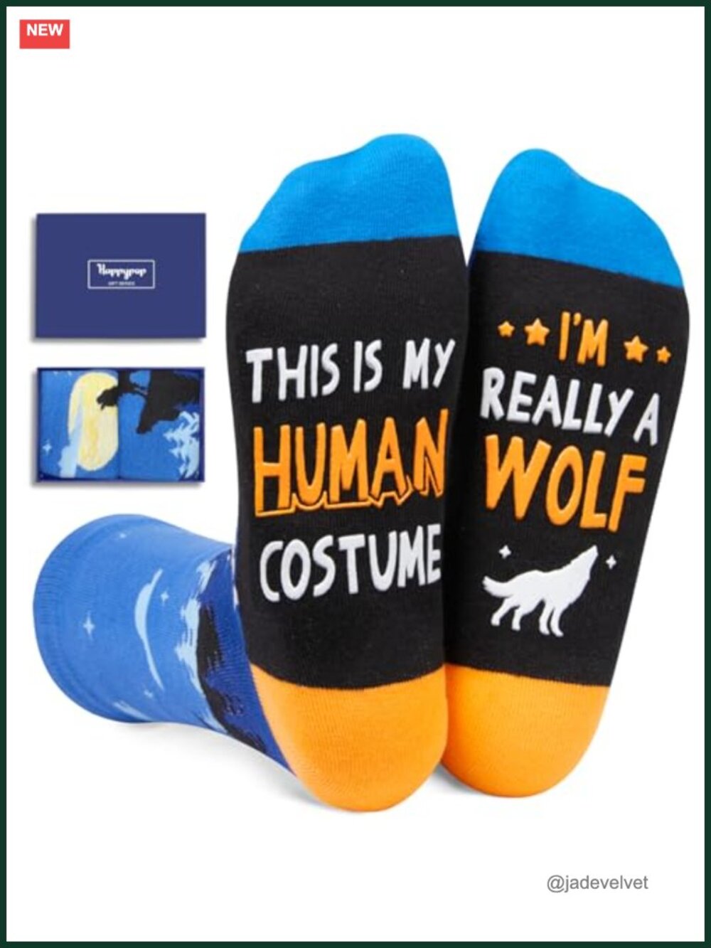 Funny Novelty Socks Cotton Blend Wolf Gift Crew Length Slipper